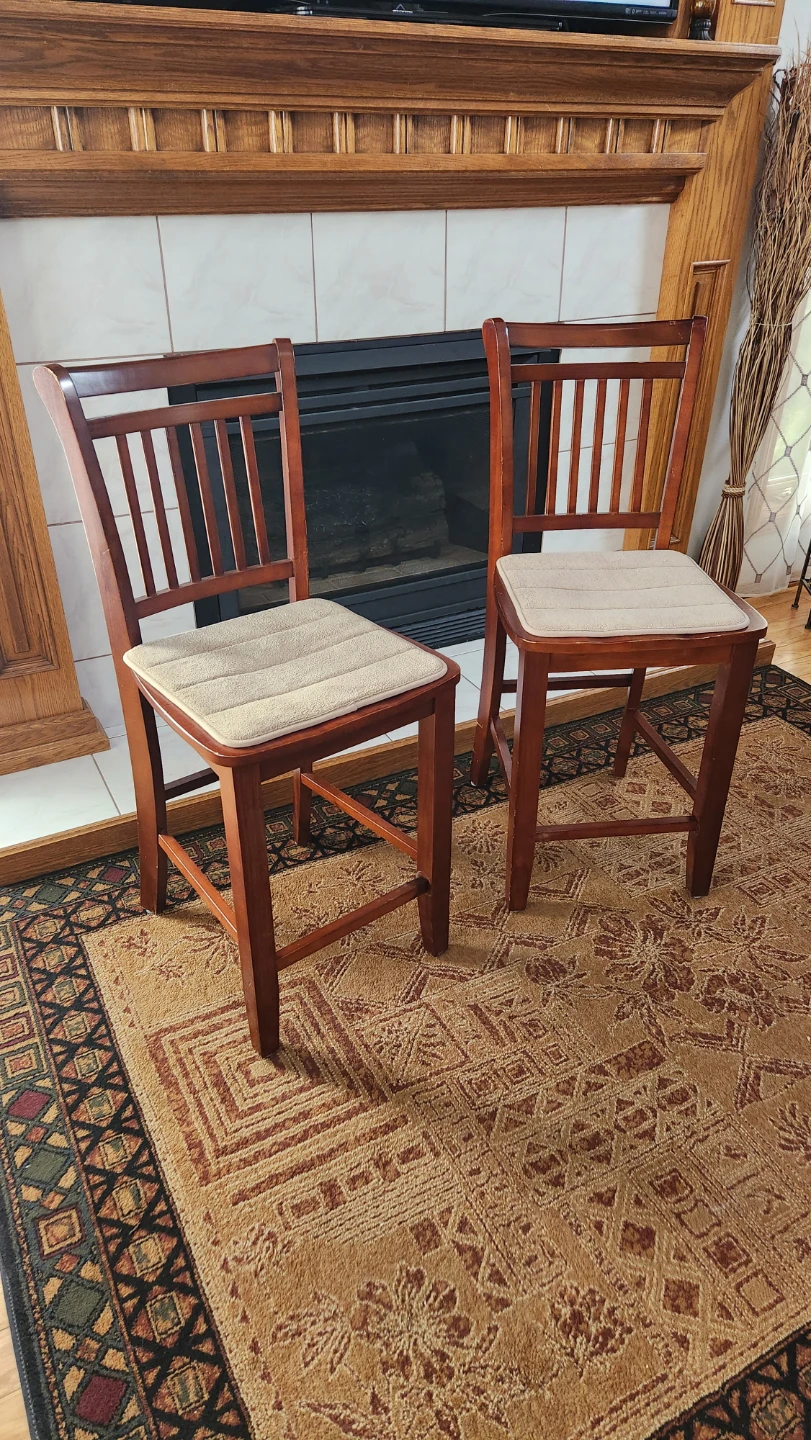 Wooden Bar Stools with Cushions (Set of 2) - photo 2