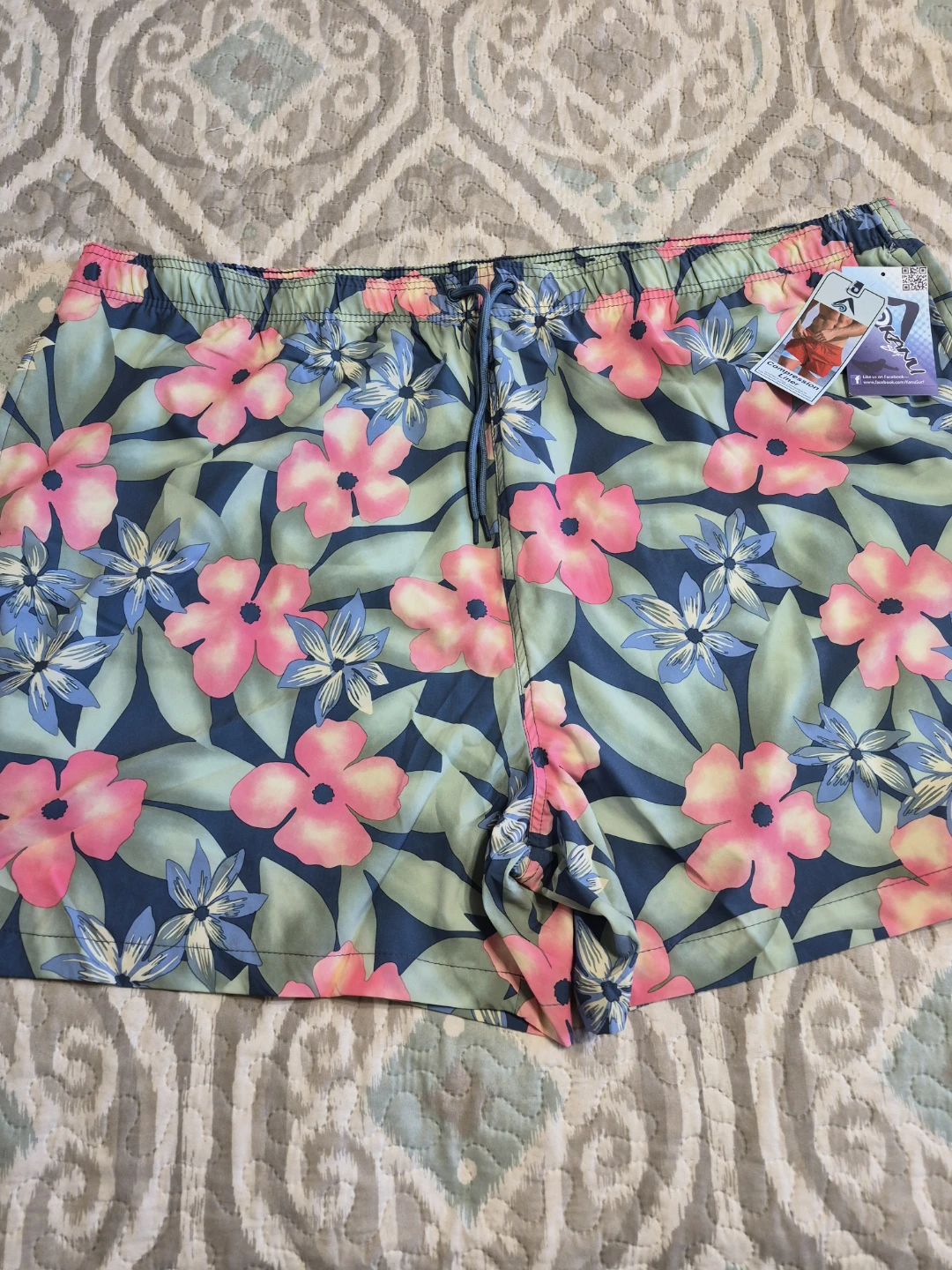 Kanu Surf Swim Trunks Mens 5X Big Tall Green Pink