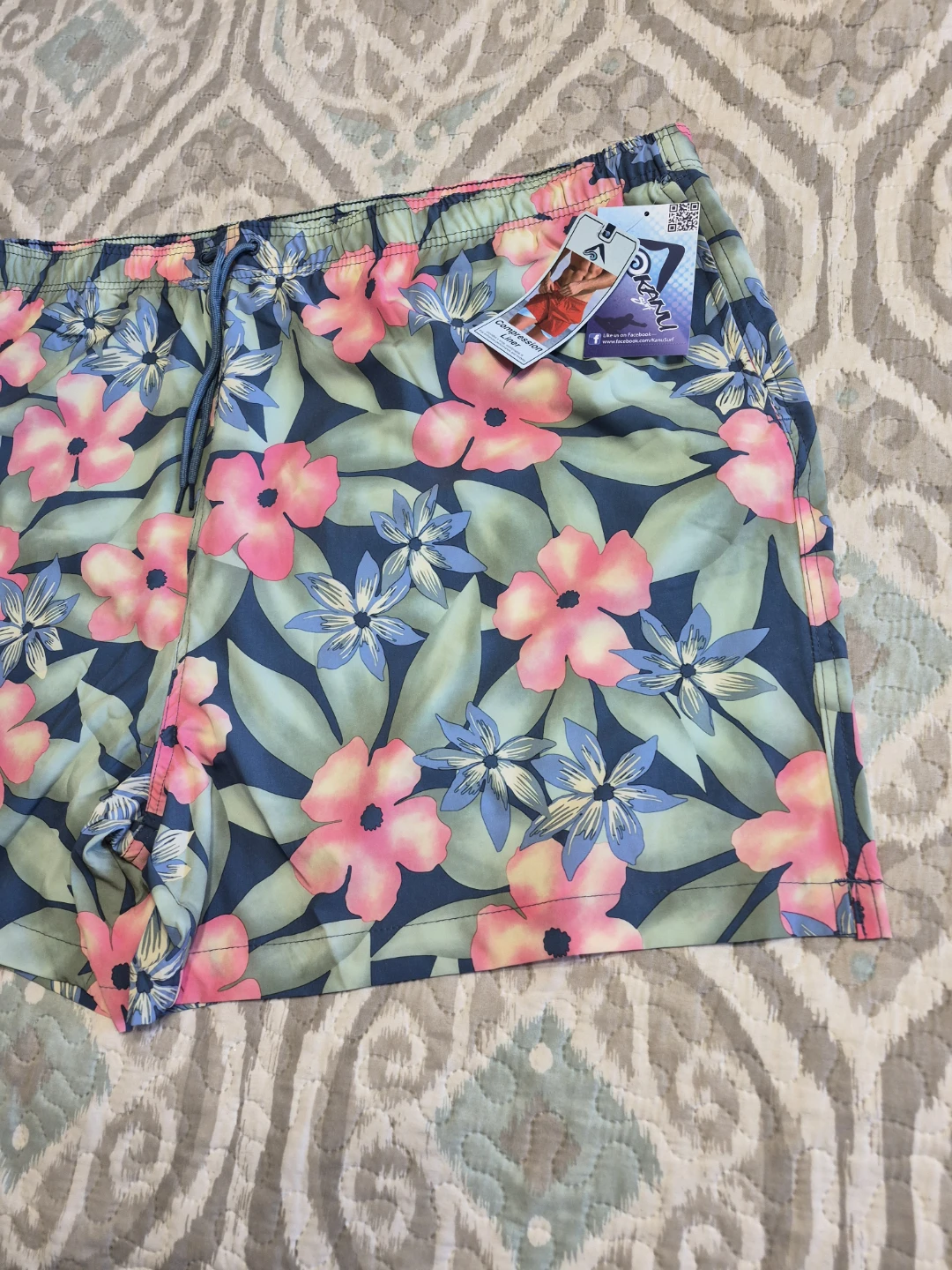 Kanu Surf Swim Trunks Mens 5X Big Tall Green Pink - photo 3
