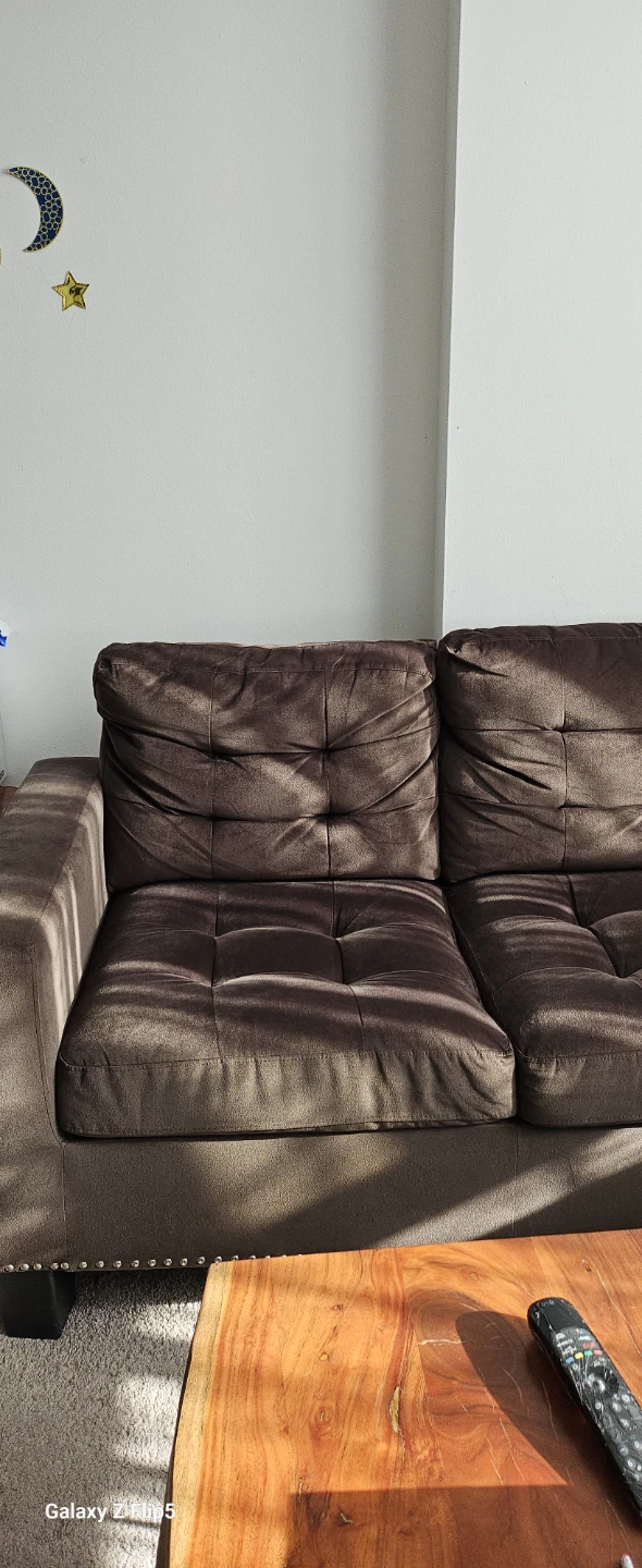 Brown Tufted Sectional Sofa - photo 2