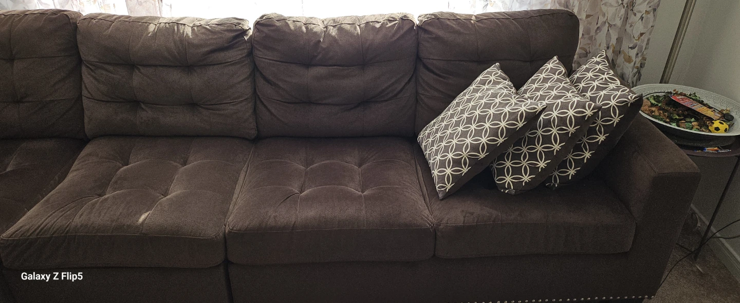 Brown Tufted Sectional Sofa - photo 3