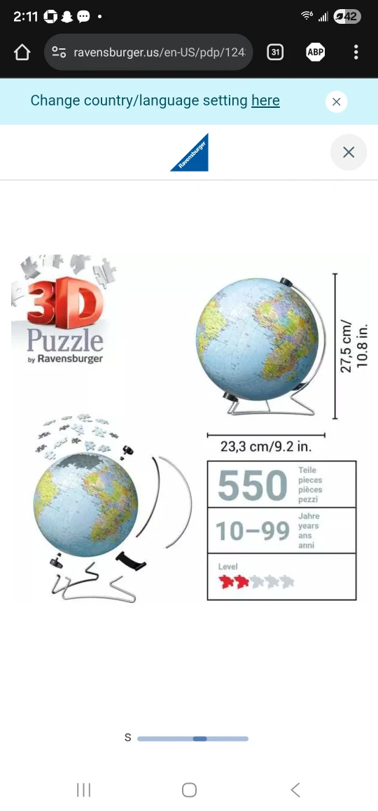 Ravensburger World Globe 3D Puzzle 540 pieces - photo 4