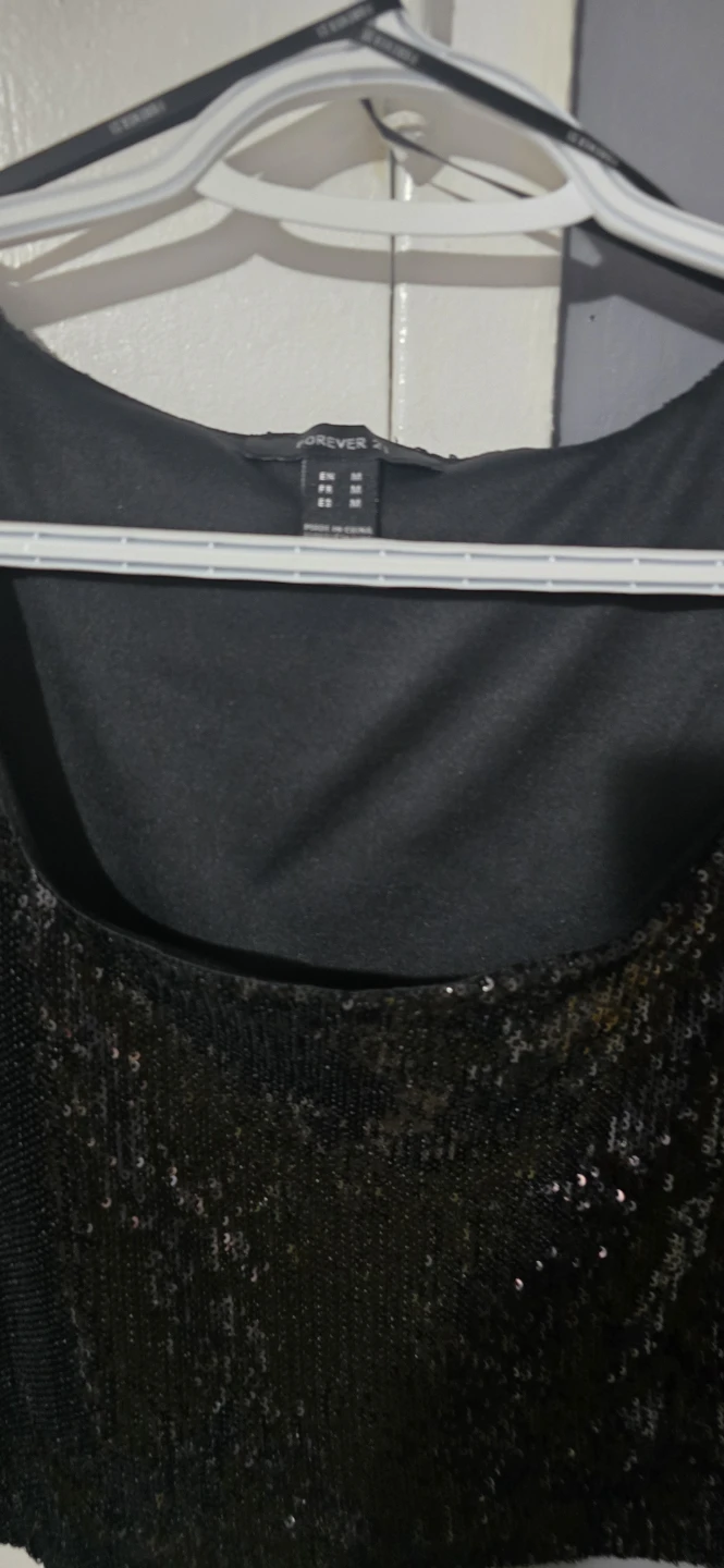 Forever 21 Black Sequin Cropped Top - photo 3