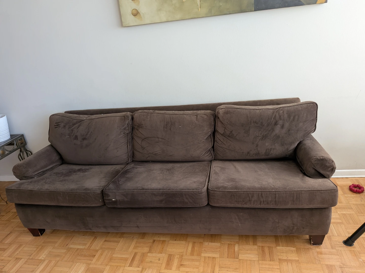 Brown Suede Sofa and Armchair Set
