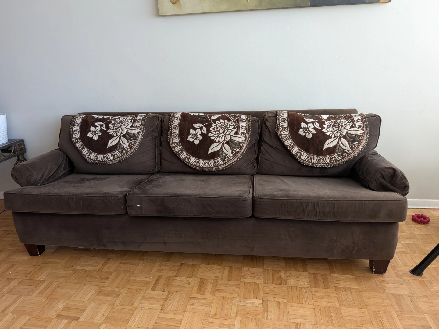 Brown Suede Sofa and Armchair Set - photo 2