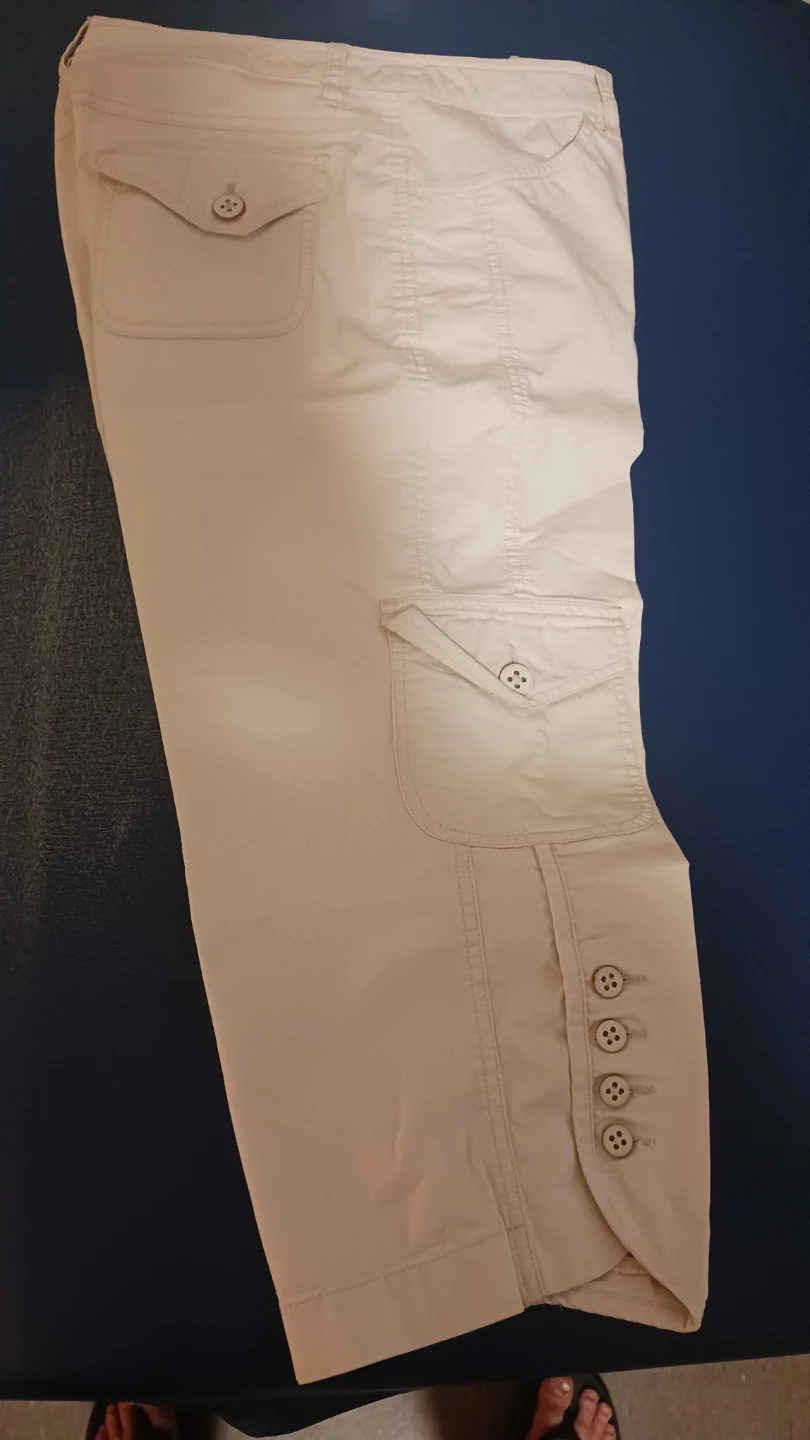 Cream Capris with Button Detail