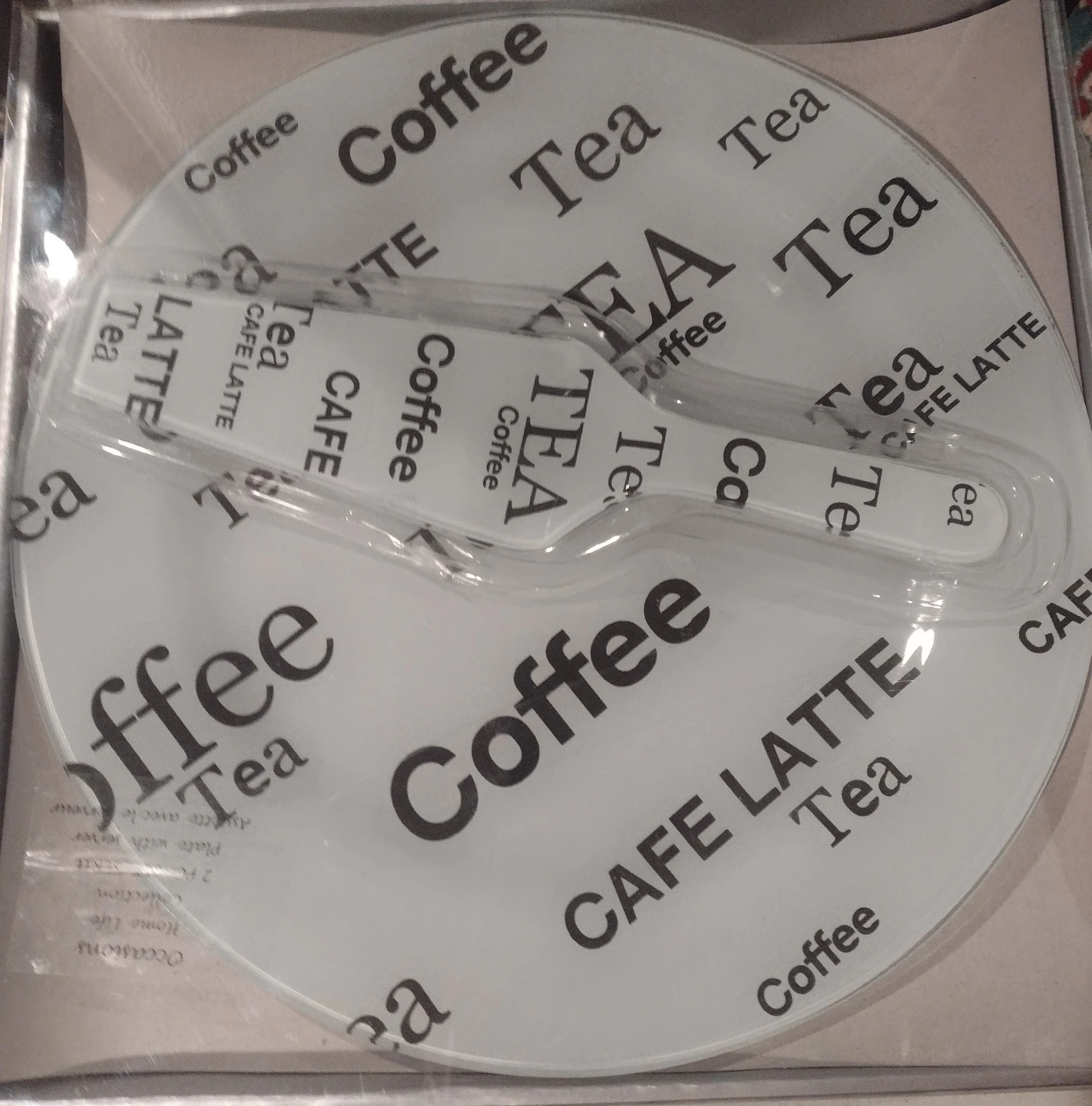 Glass Plate with Coffee and Tea Design