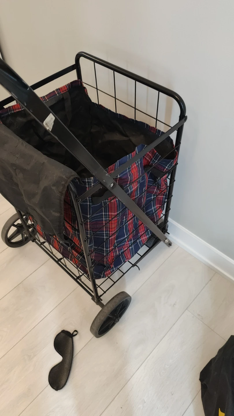 Rolling Shopping Cart with Plaid Liner - photo 3