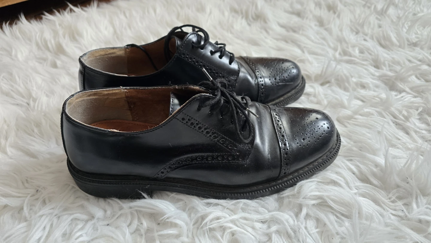 Leather Black Cap Toe Oxford Shoes - Size 8.5 - photo 2