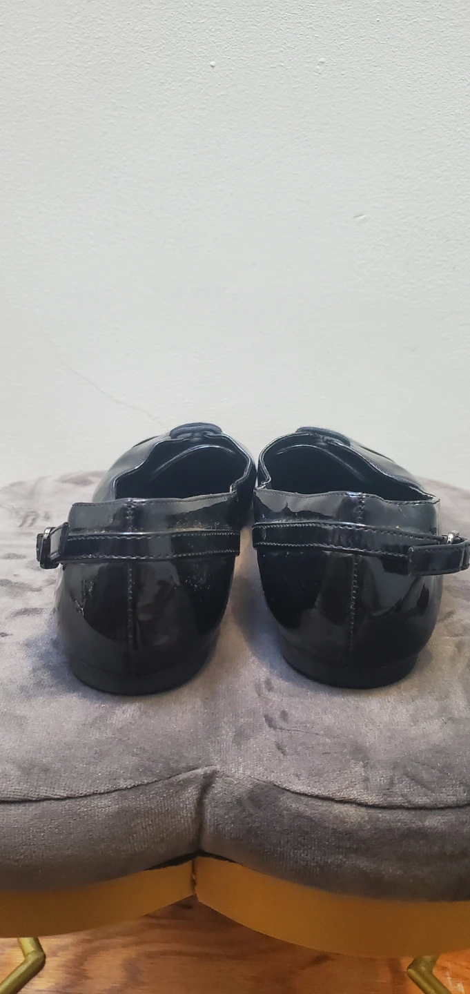 9 West Style Black Patent Pointed Toe Flats Women's Shoes - photo 3