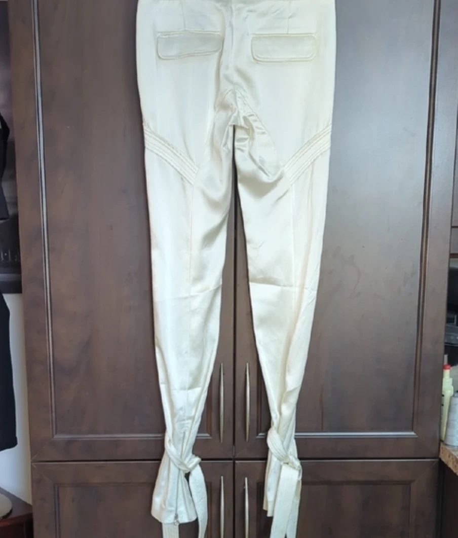 Cream Satin Tie Leg Pants - photo 3