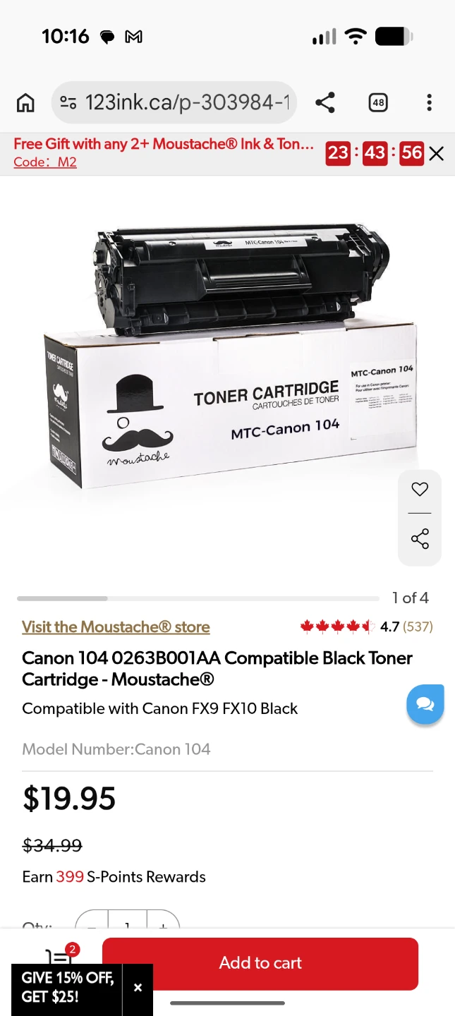 Moustache MTC-104 Black Toner Cartridge