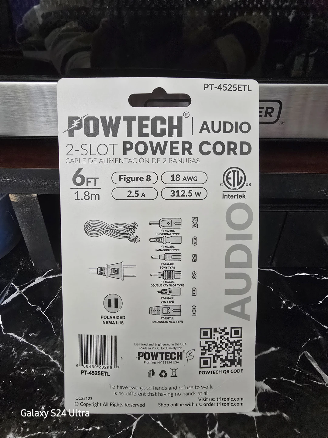 Powtech Polarized 2 Slot Power Cord 6 Ft 2.5A - photo 2