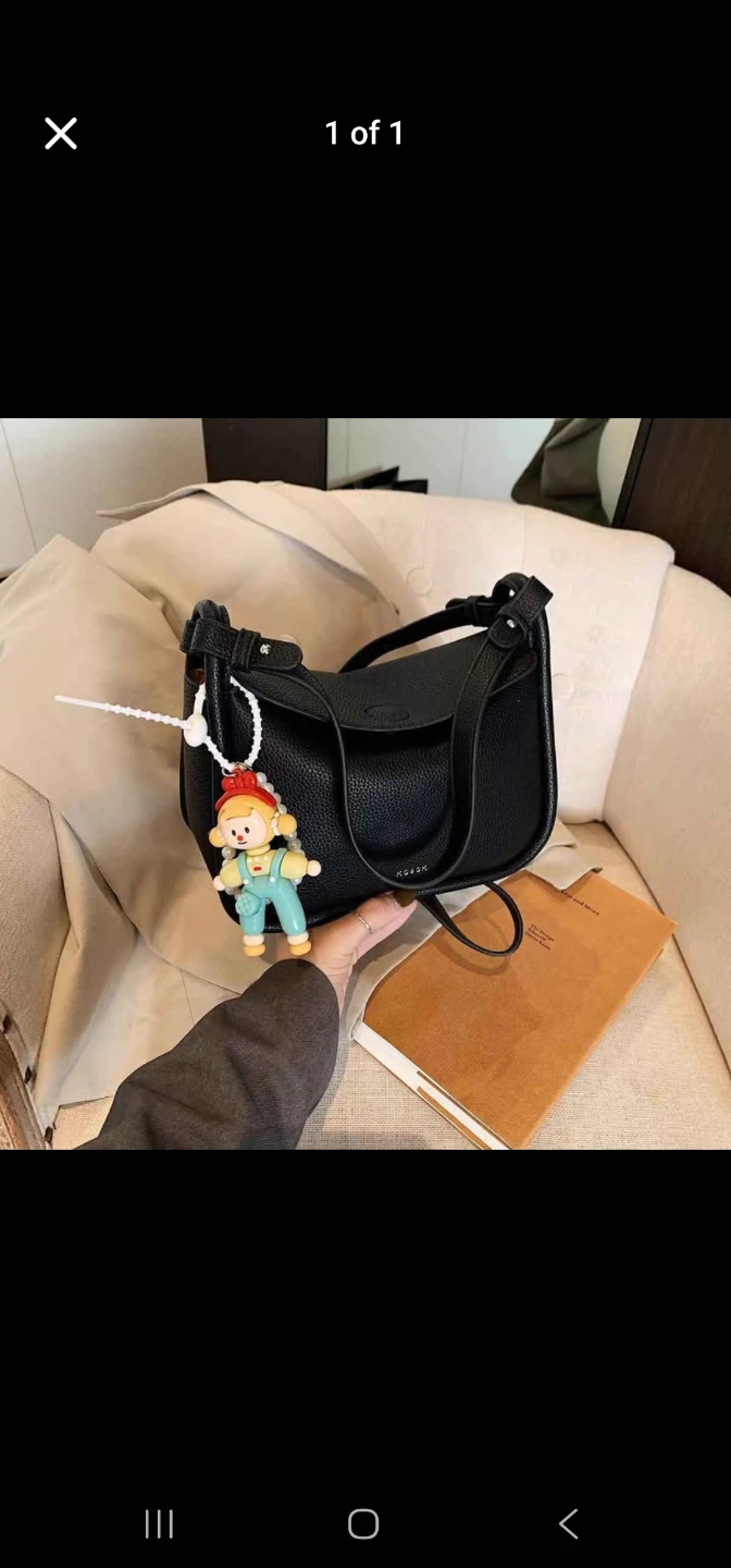 Black Shoulder Bag with Charm