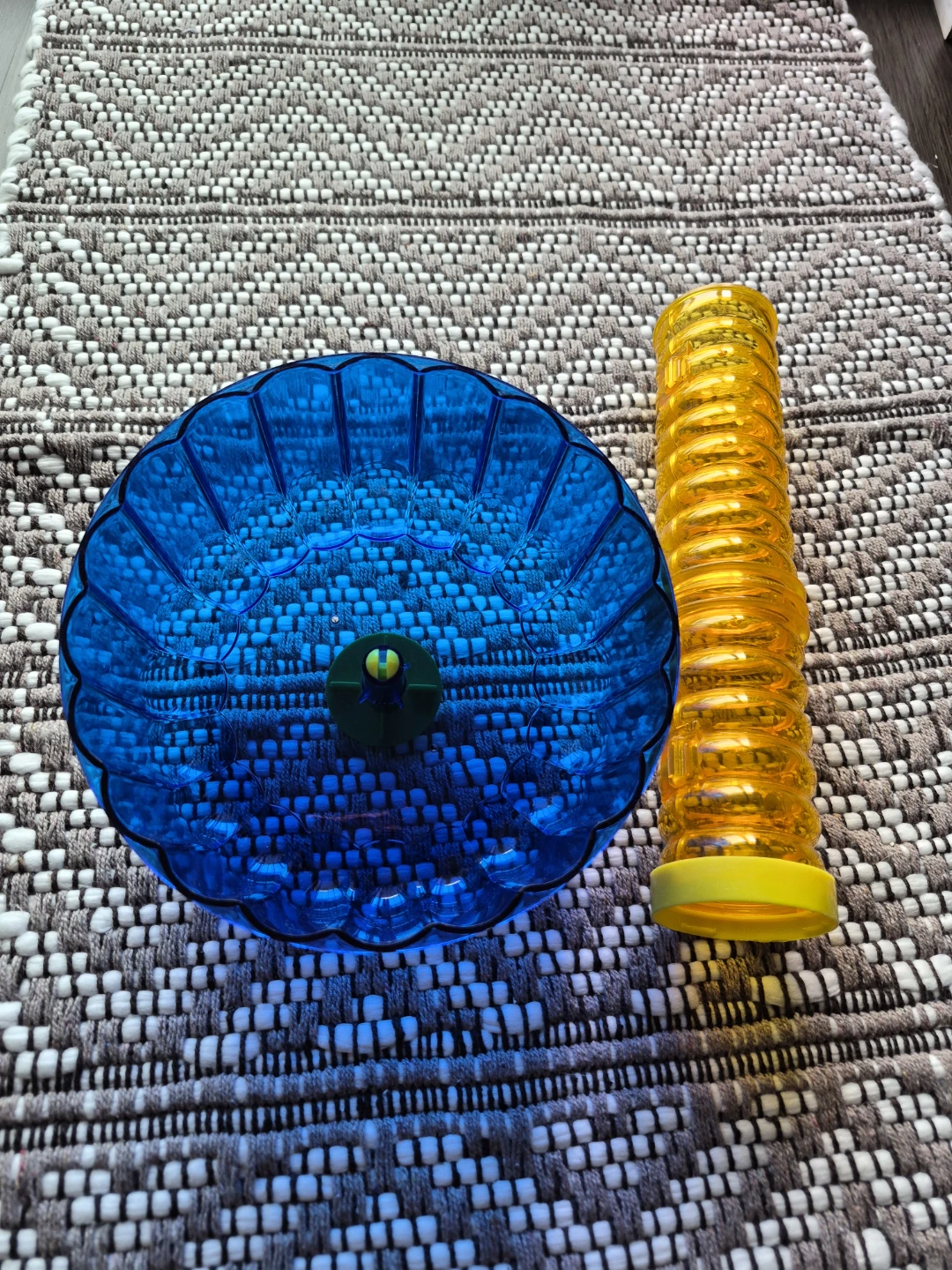 Hamster Wheel and Tunnel - Blue and Yellow Plastic