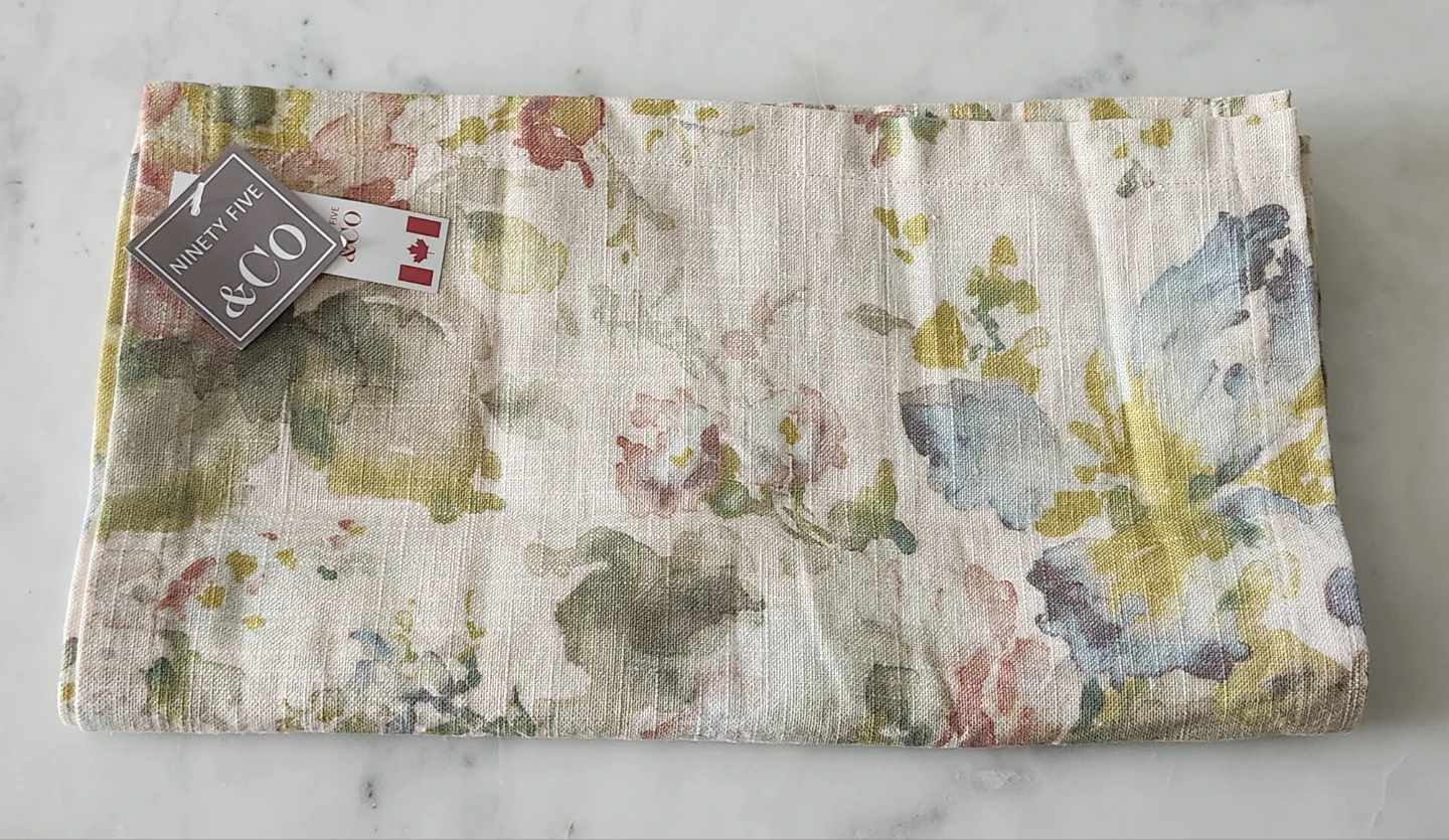 Ninety Five & Co. Floral Print Linen Table Runner