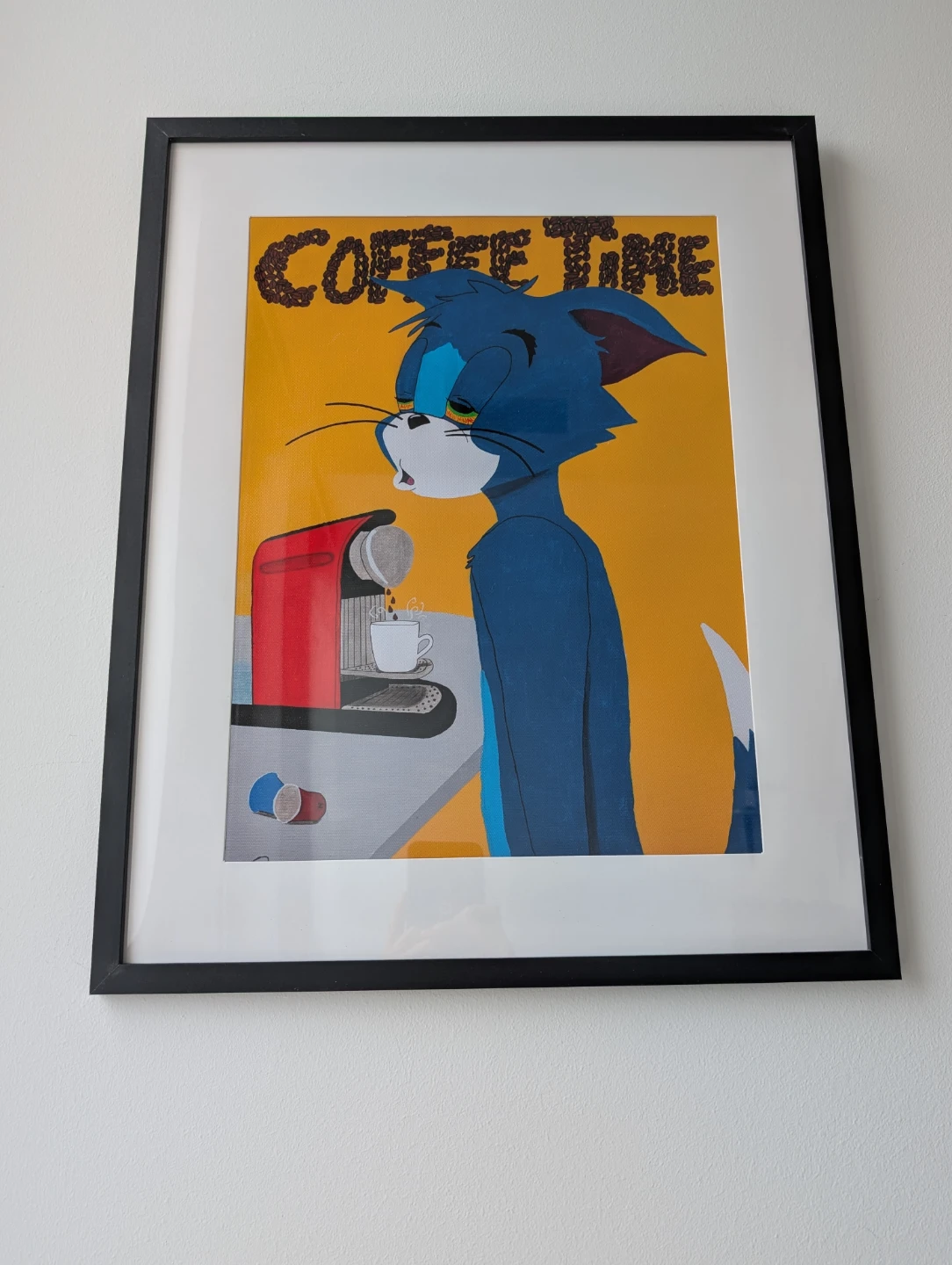 Framed tired Cat needs"Coffee Time" 42x52cm frame - photo 2