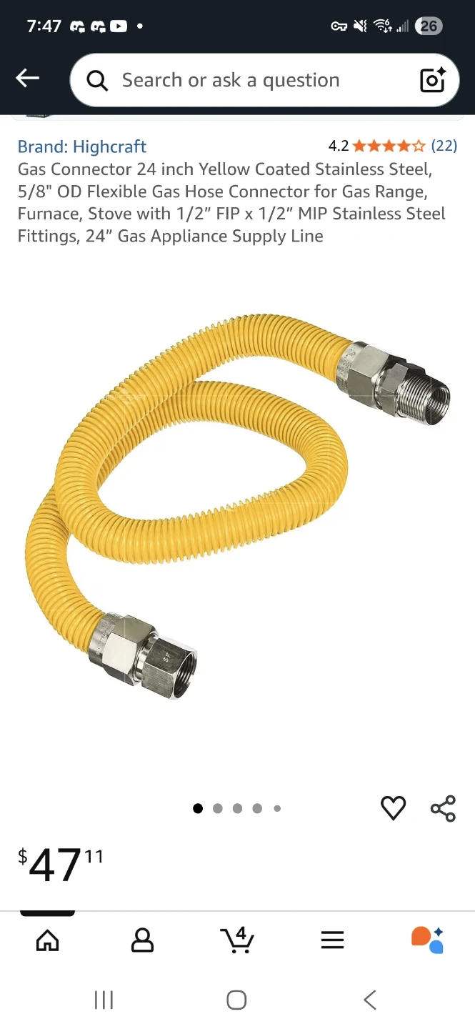 Fairview Gas-Flo ACS-50FF-24 Gas Appliance Connector - 24 in.