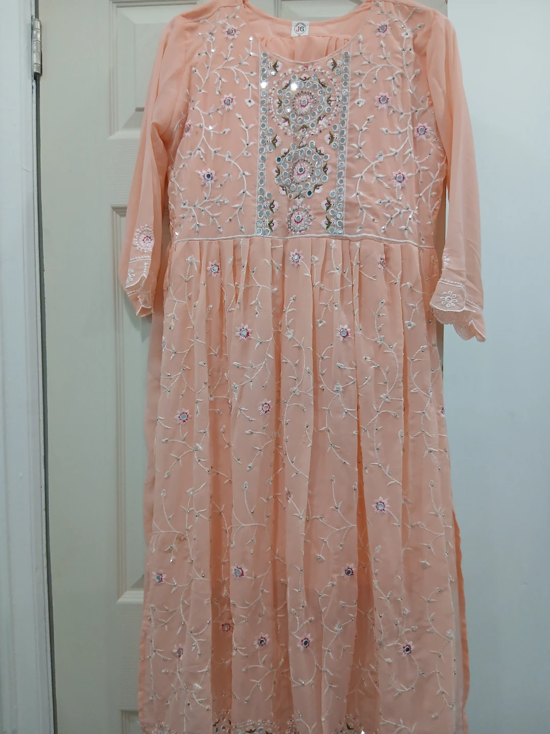 Peach Embroidered Maxi Dress - photo 2