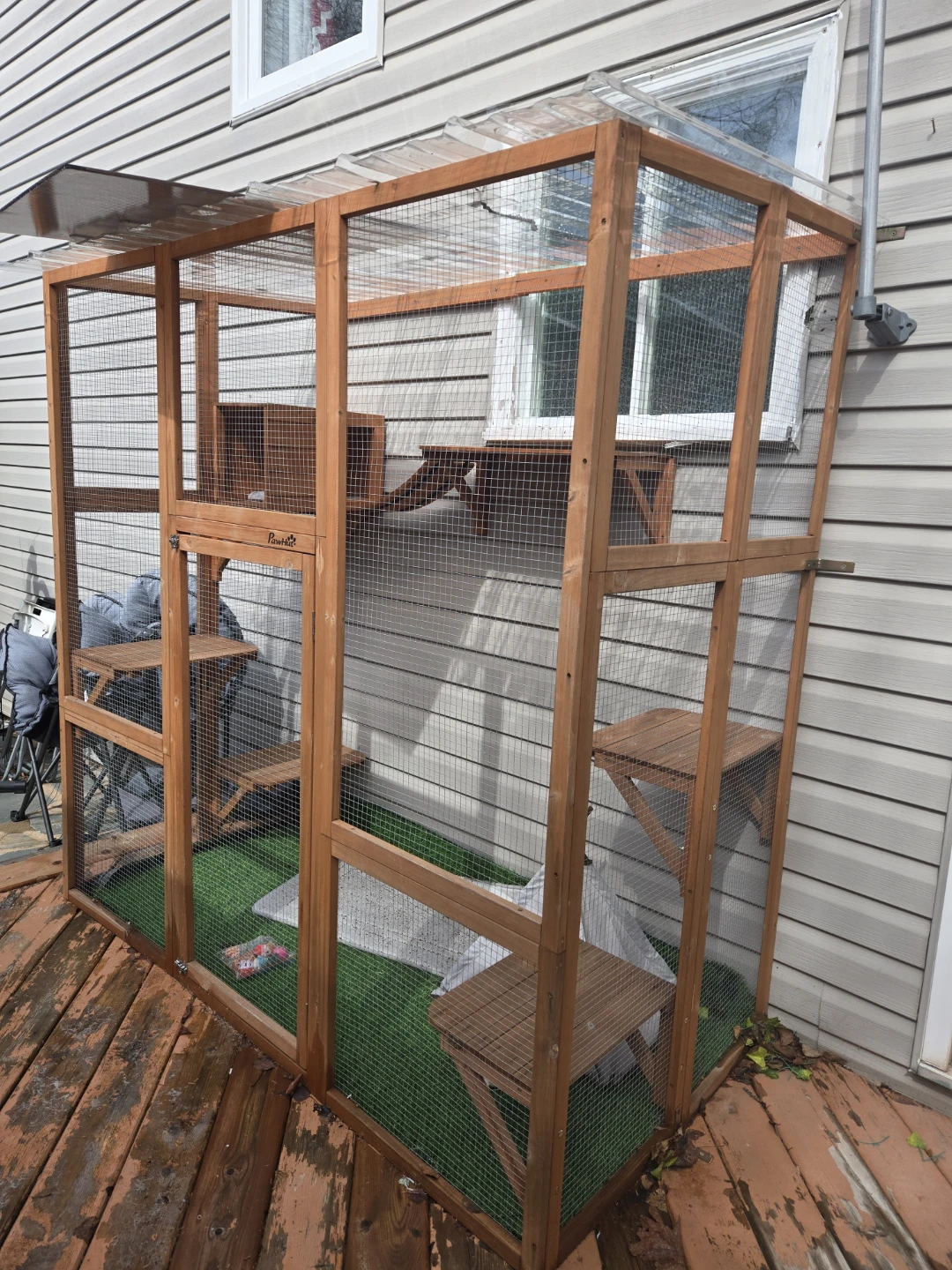 PawHut Catio Outdoor Wooden Cat House Enclosure
