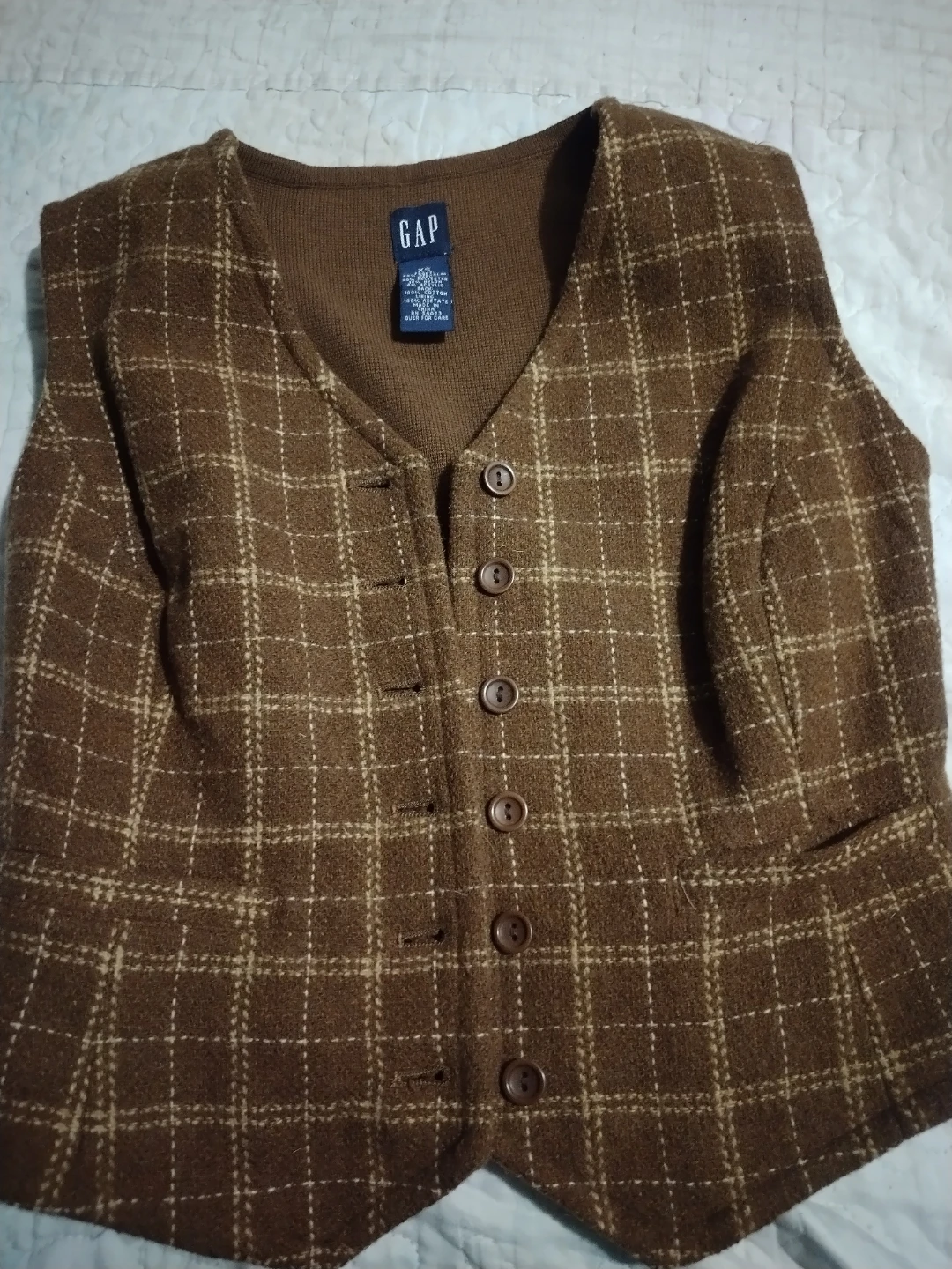 GAP Women's Plaid Vest - Brown - XS