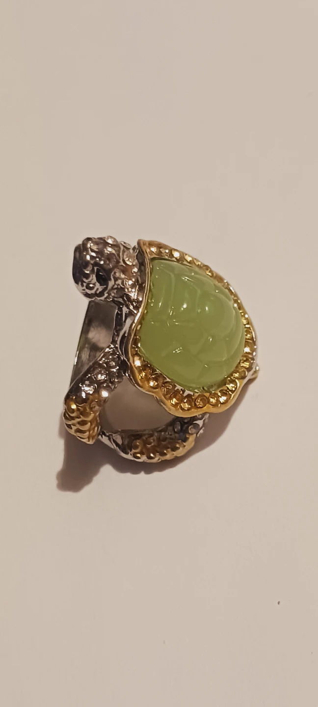 New !! Beautiful Turtle Ring with Green Gemstone. 9. - photo 4