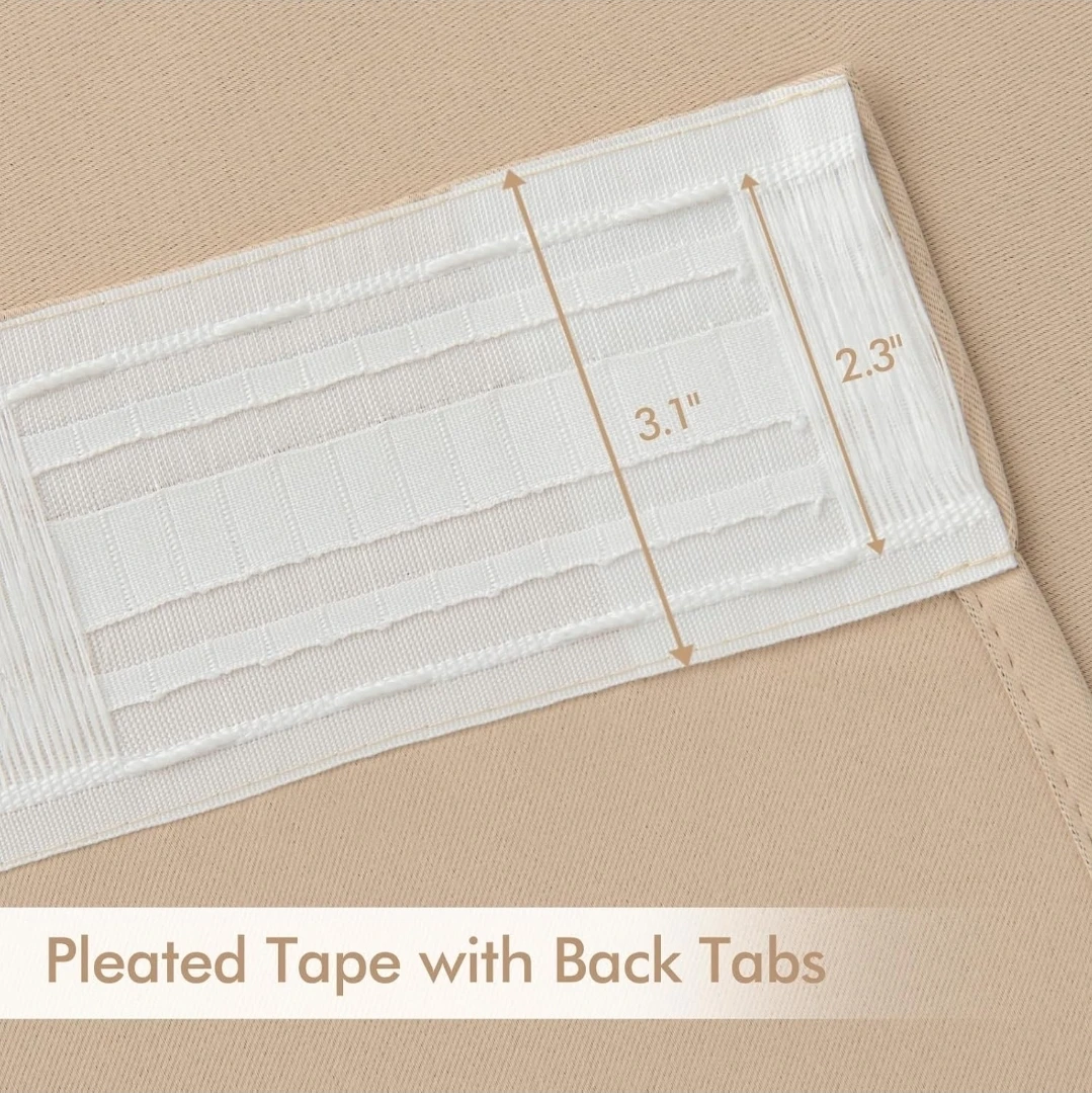 Blackout Curtains 52x102 Set 2 Beige for Living Room Bedroom - photo 4