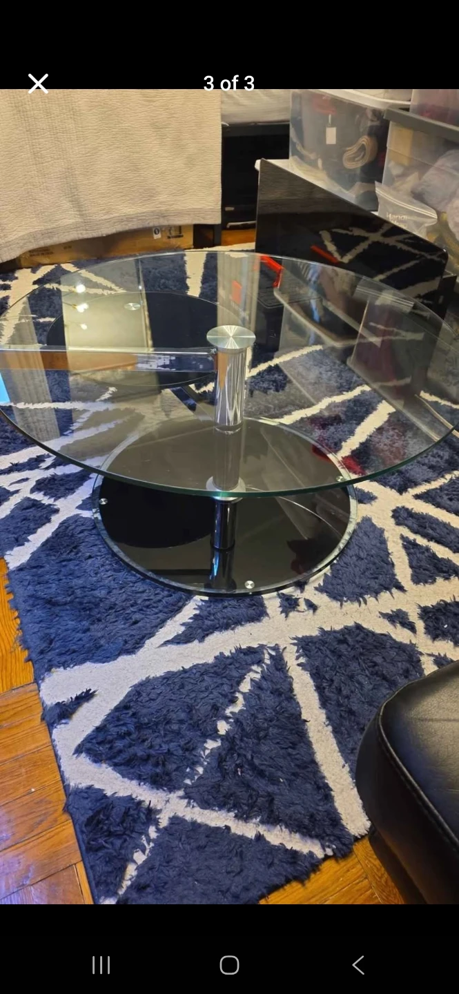 Modern Glass Coffee Table with Black Shelves