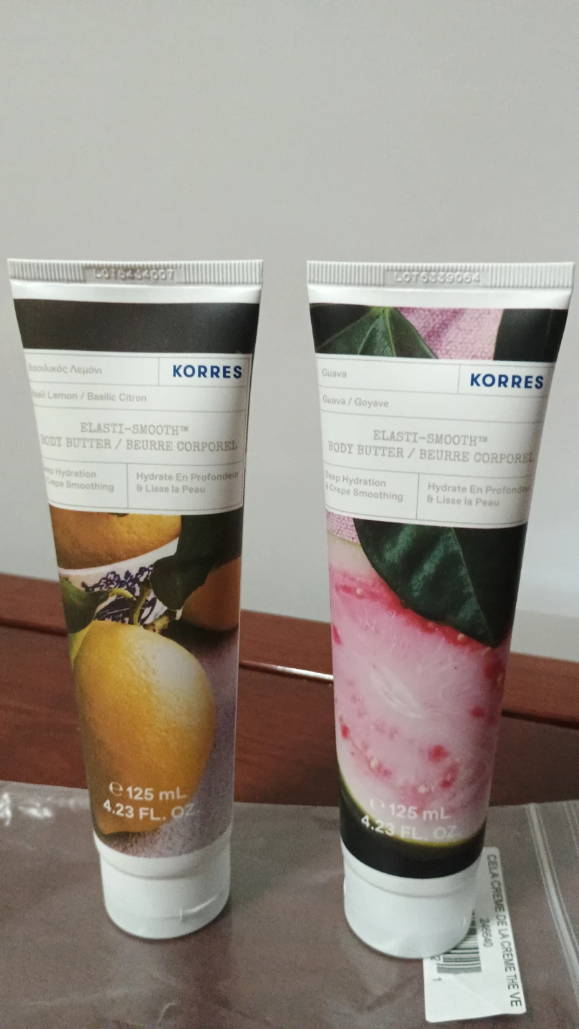 2 KORRES Elasti-Smooth Body Butter Basil Lemon & Guava 125 ml ea