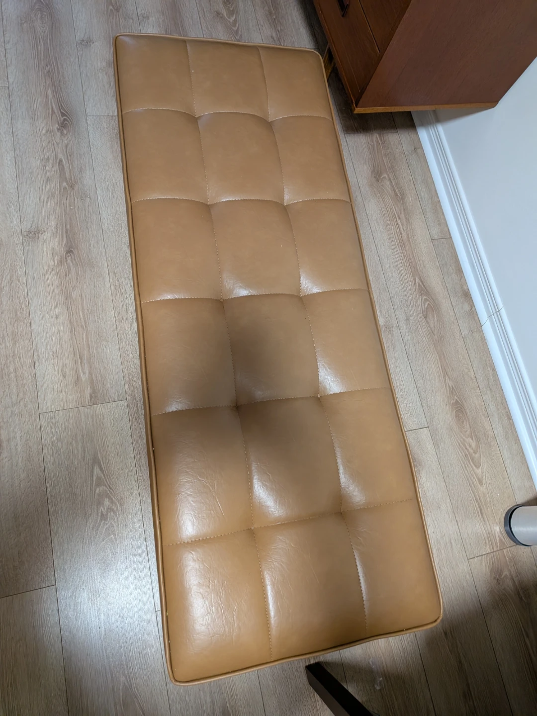 Faux Leather Upholstered Bench - Tan - photo 4