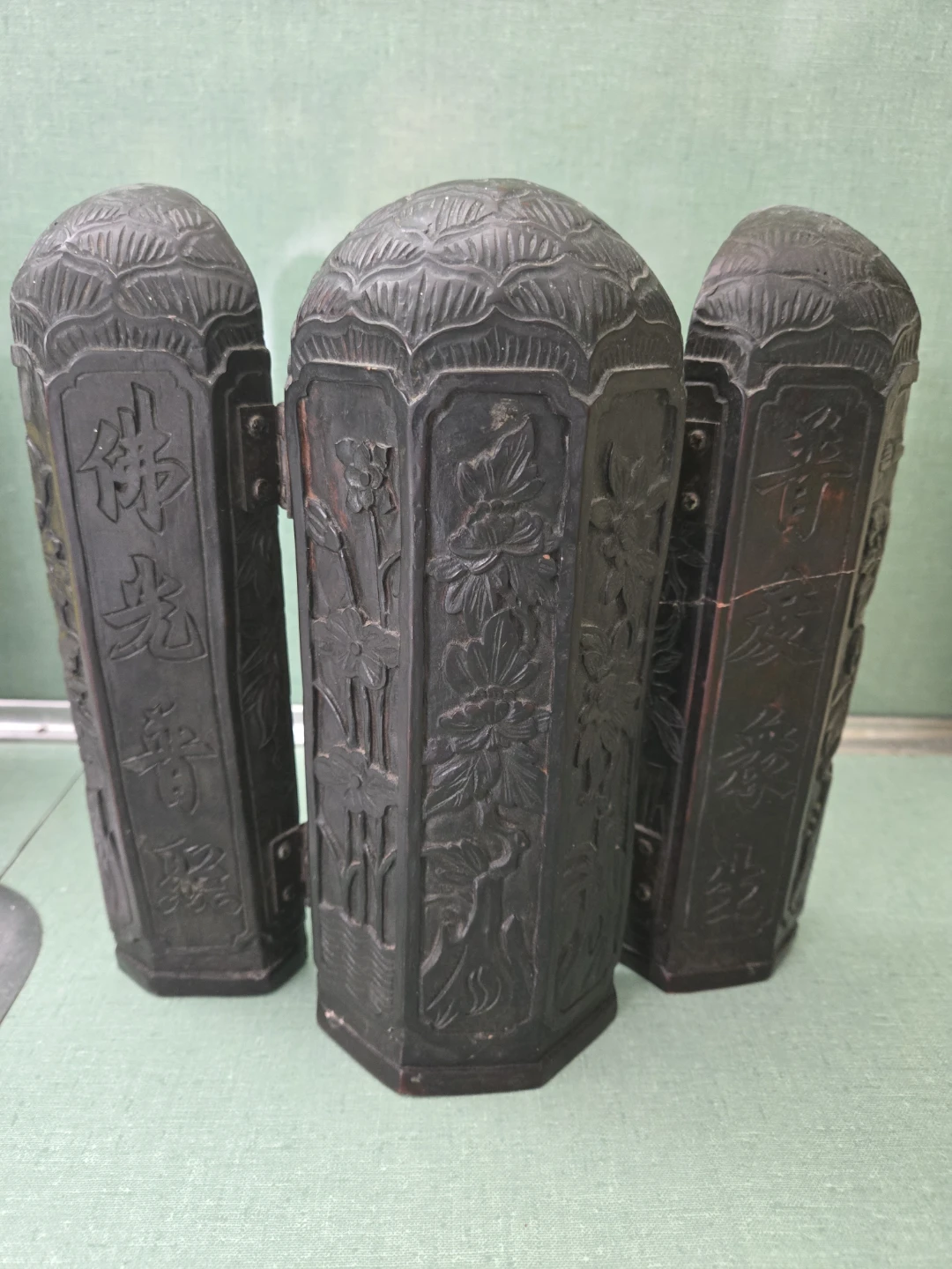 Chinese Triptych Portable Buddhist Shrine Statue - photo 2