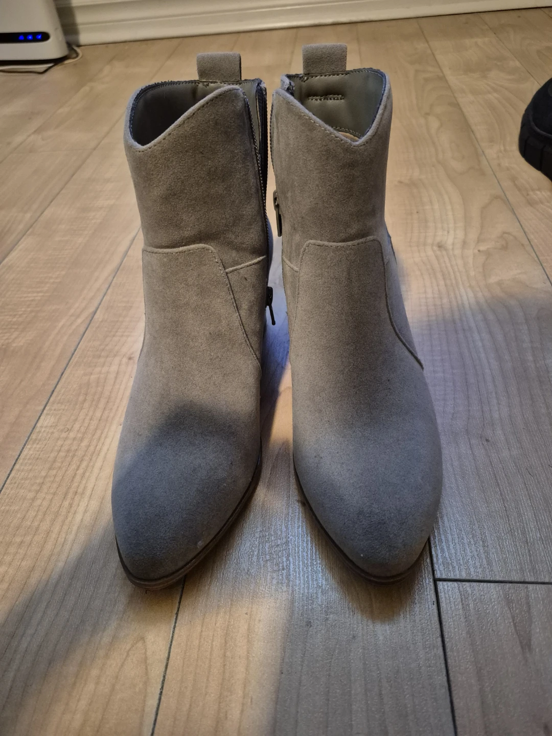 Grey Suede Ankle Boots - Size 7.5