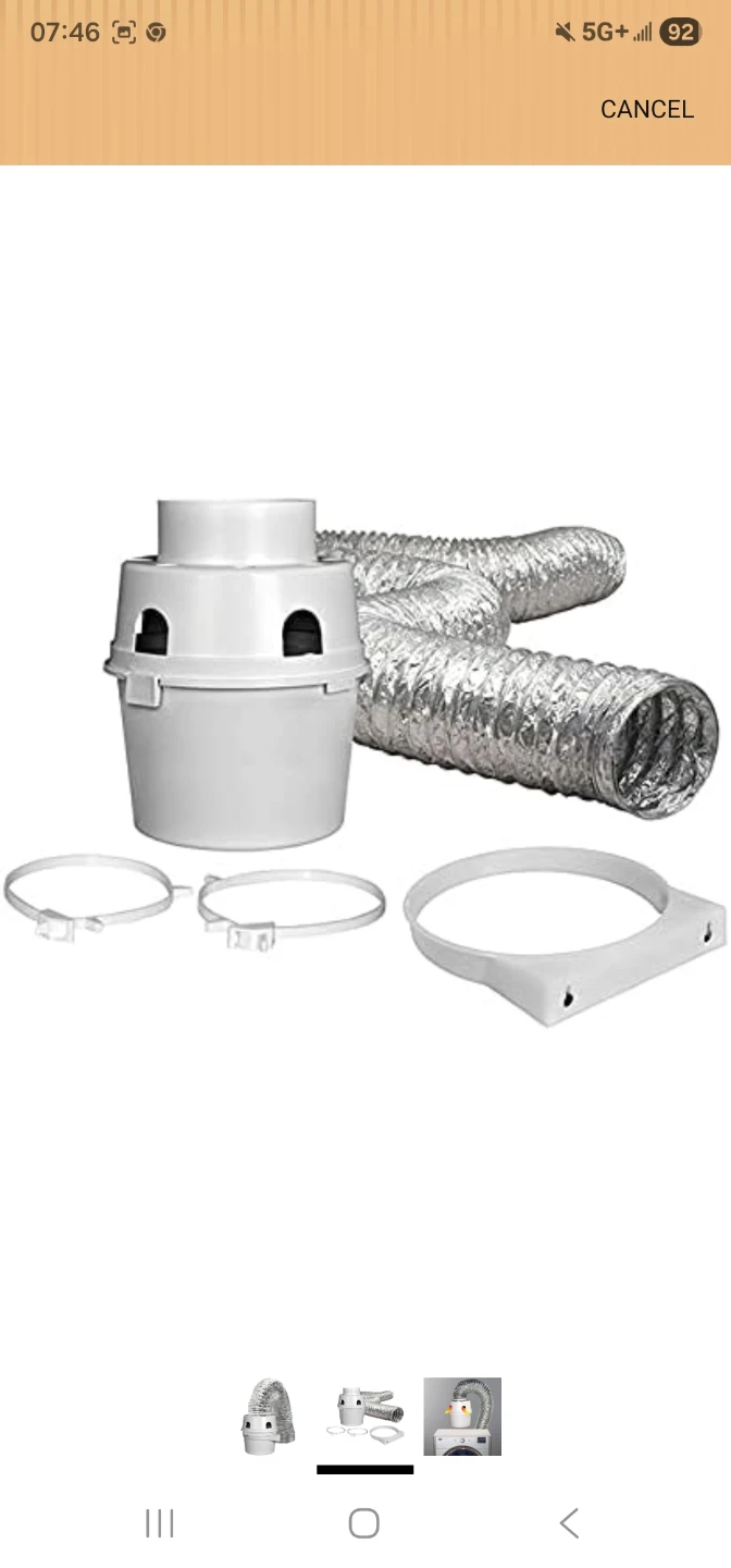 White Indoor Dryer Vent Kit with Hose and Clamps