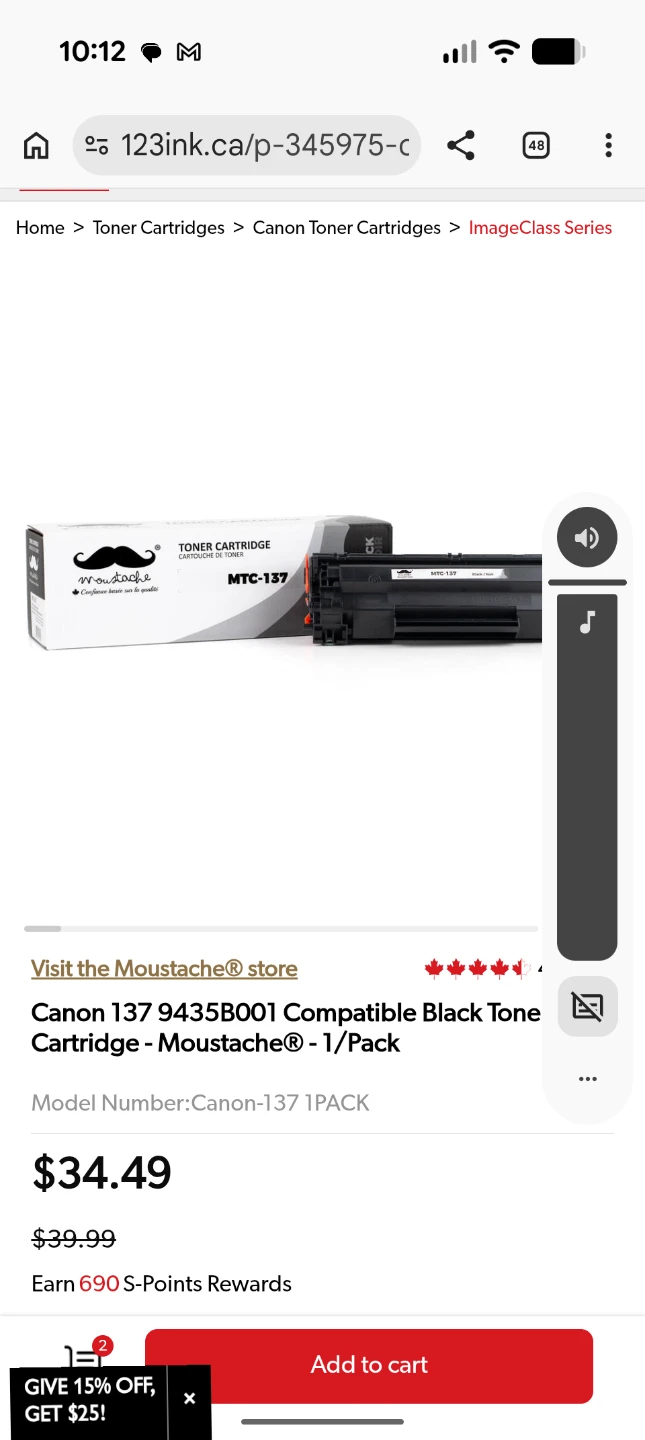 Moustache MTC-137 Compatible Black Toner Cartridge for Canon 137