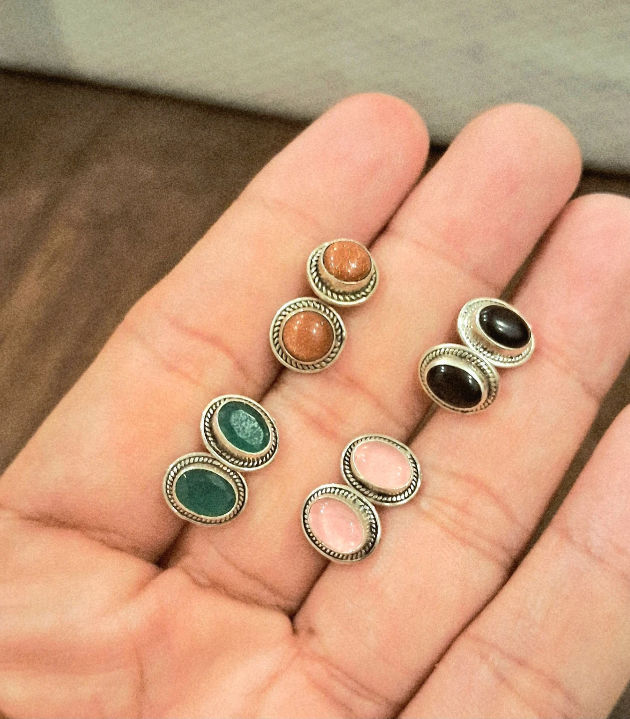 Assorted Gemstone Stud Earrings Set