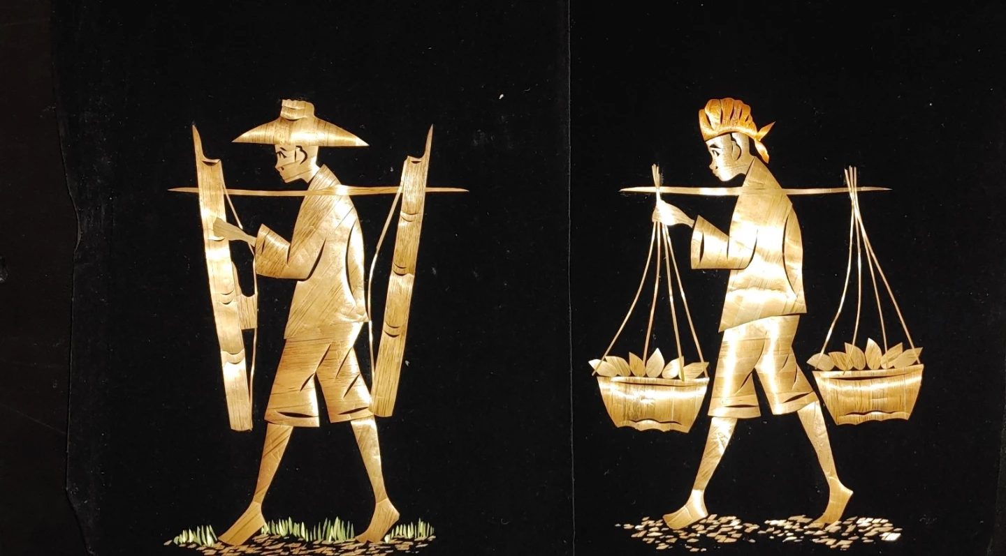 Decorative Straw Art Panel - Rural Scene