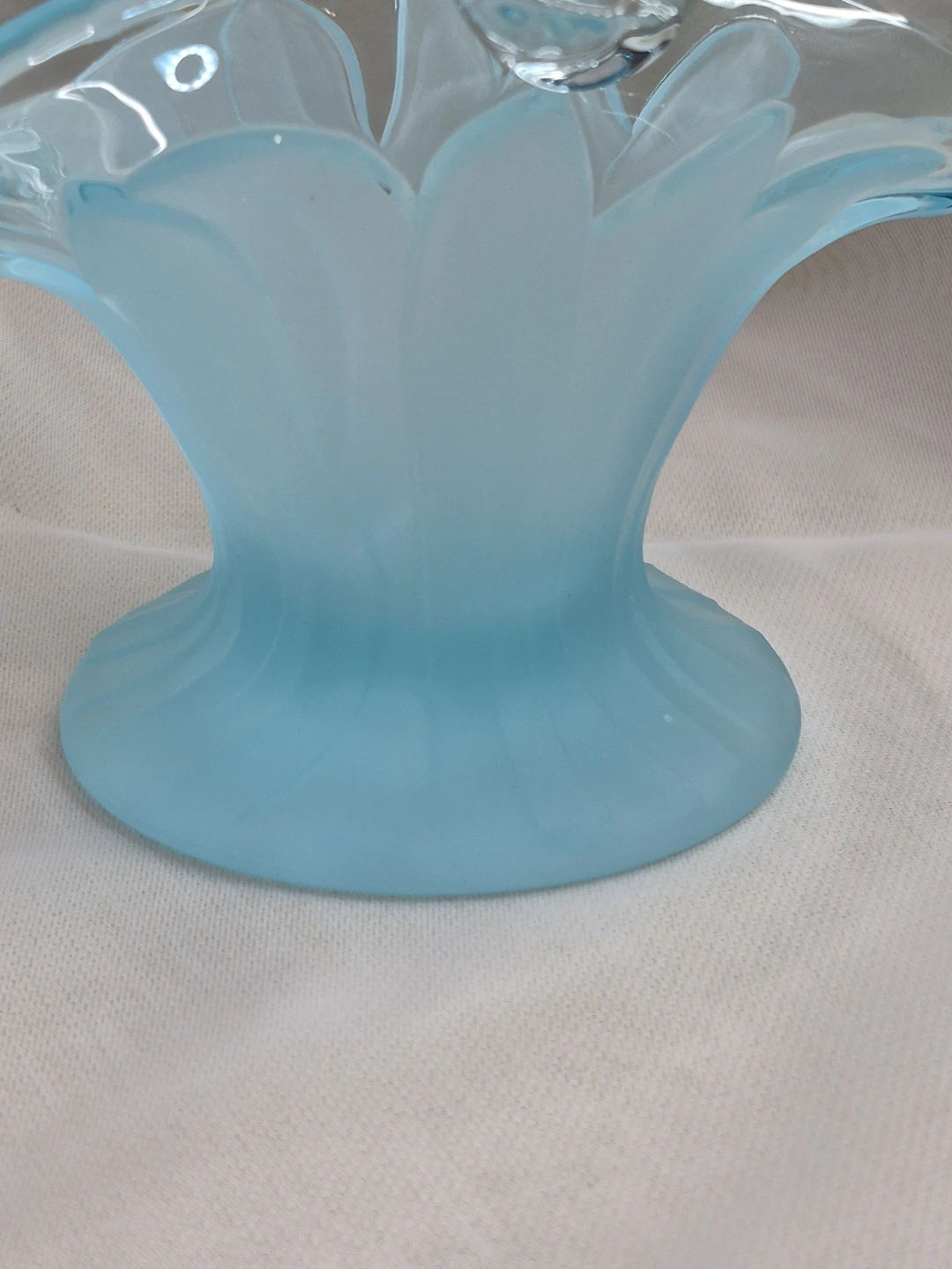 Vintage Viking Glass Blue Teal Turquoise Frosted Floral Basket - photo 4