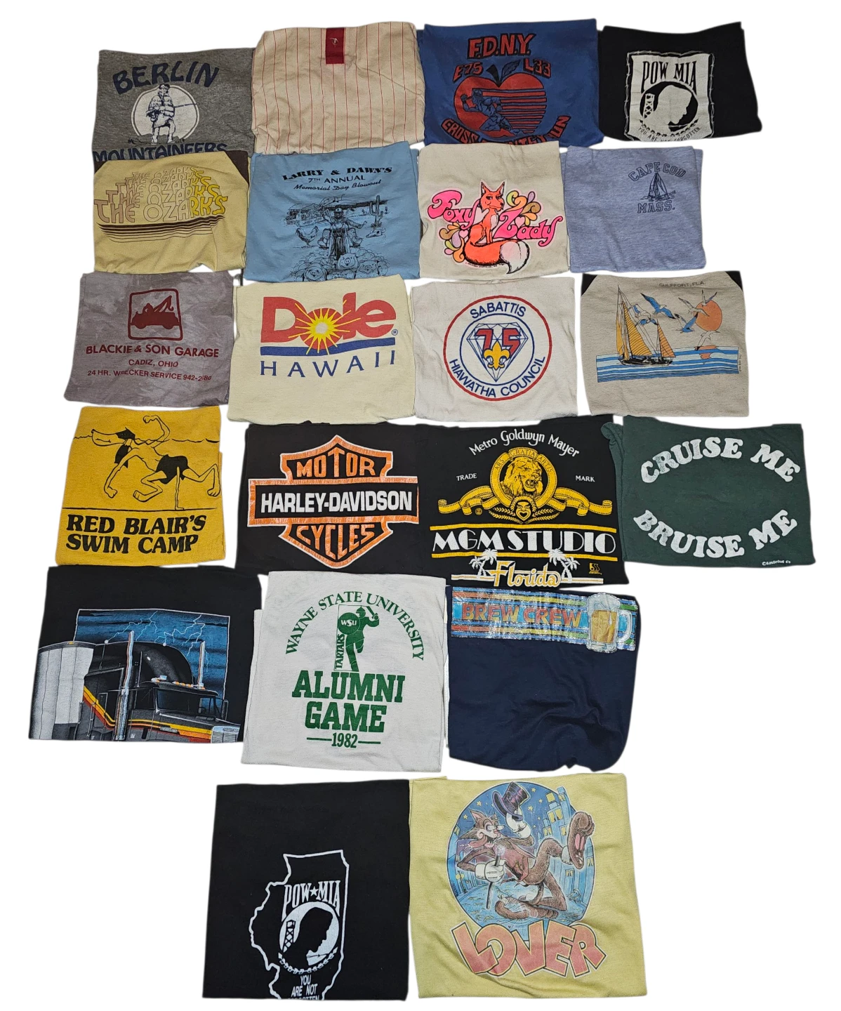Lot Of 21  Vintage 70s 80s 90s Single Stitch USA Lot # 01