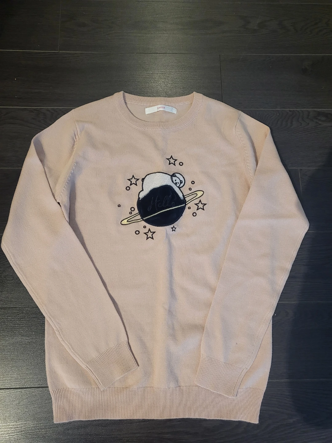 Korea Made SOUP Crew Neck Sweater with Planet Graphic - Pink - photo 3