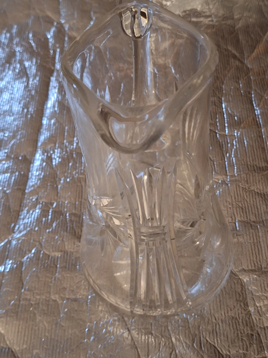 Clear Glass Pitcher with Etched Design