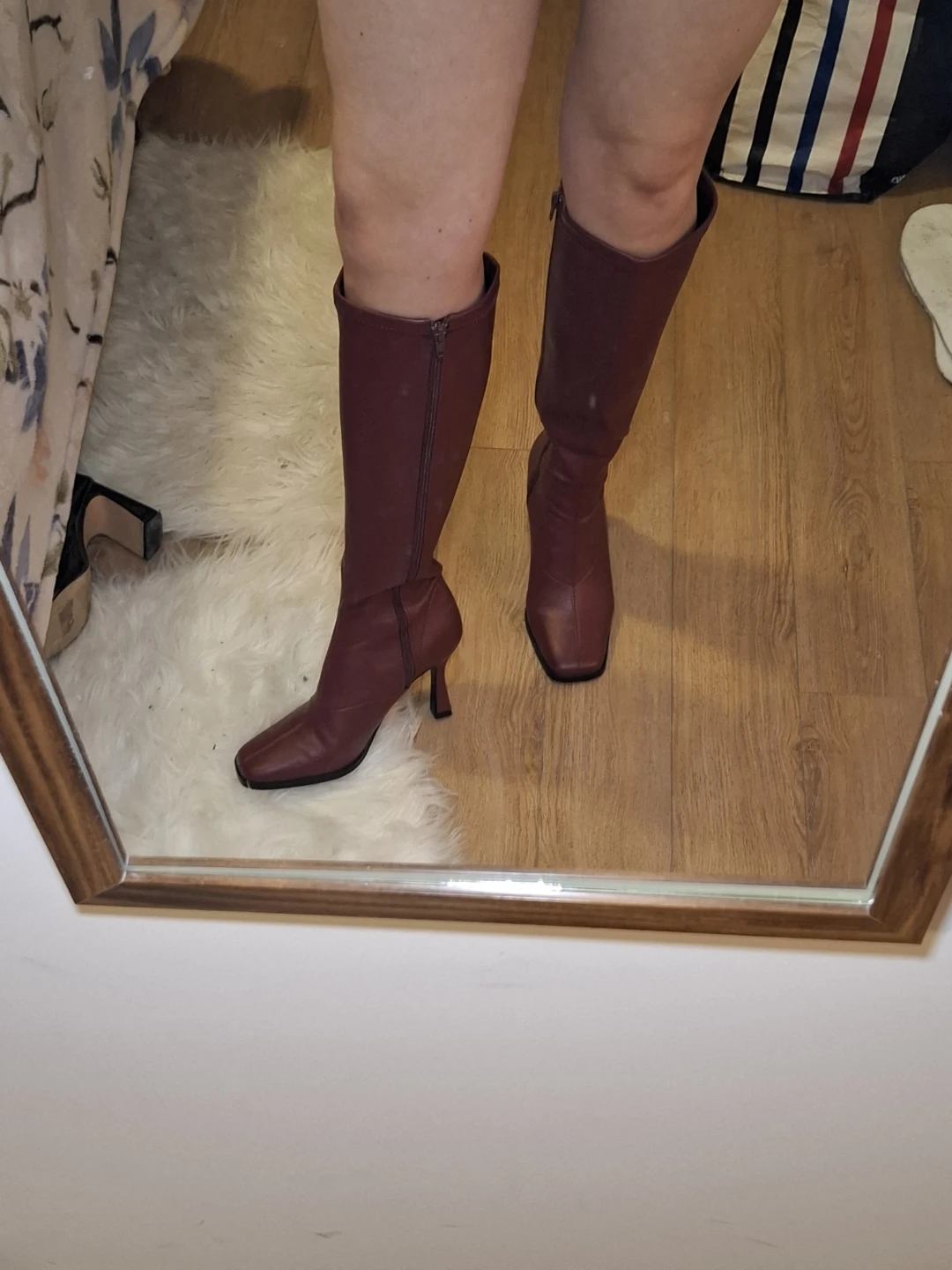 Burgundy Leather Tall Boots