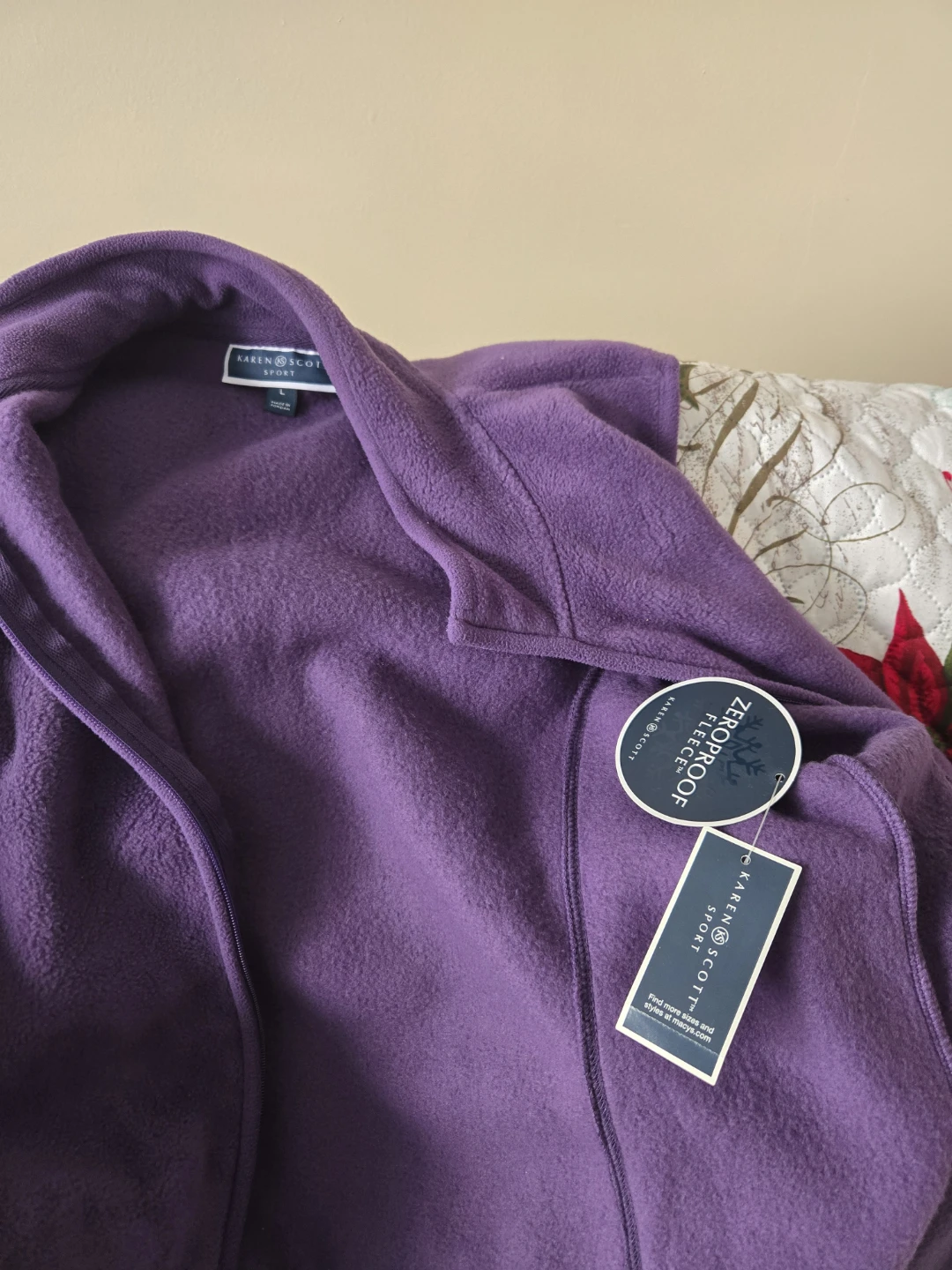 Karen Scott Sport Purple Fleece Vest Size Large
