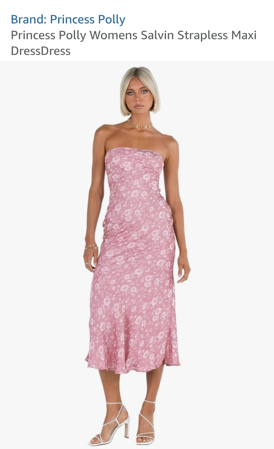 BNWT Princess Polly Pink Floral Strapless Maxi Dress Size 6