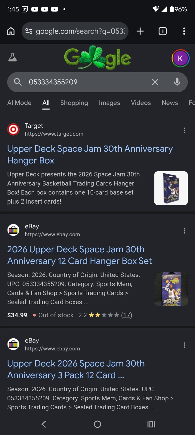 Upper Deck Space Jam 30th Anniversary Hanger Boxes - photo 4