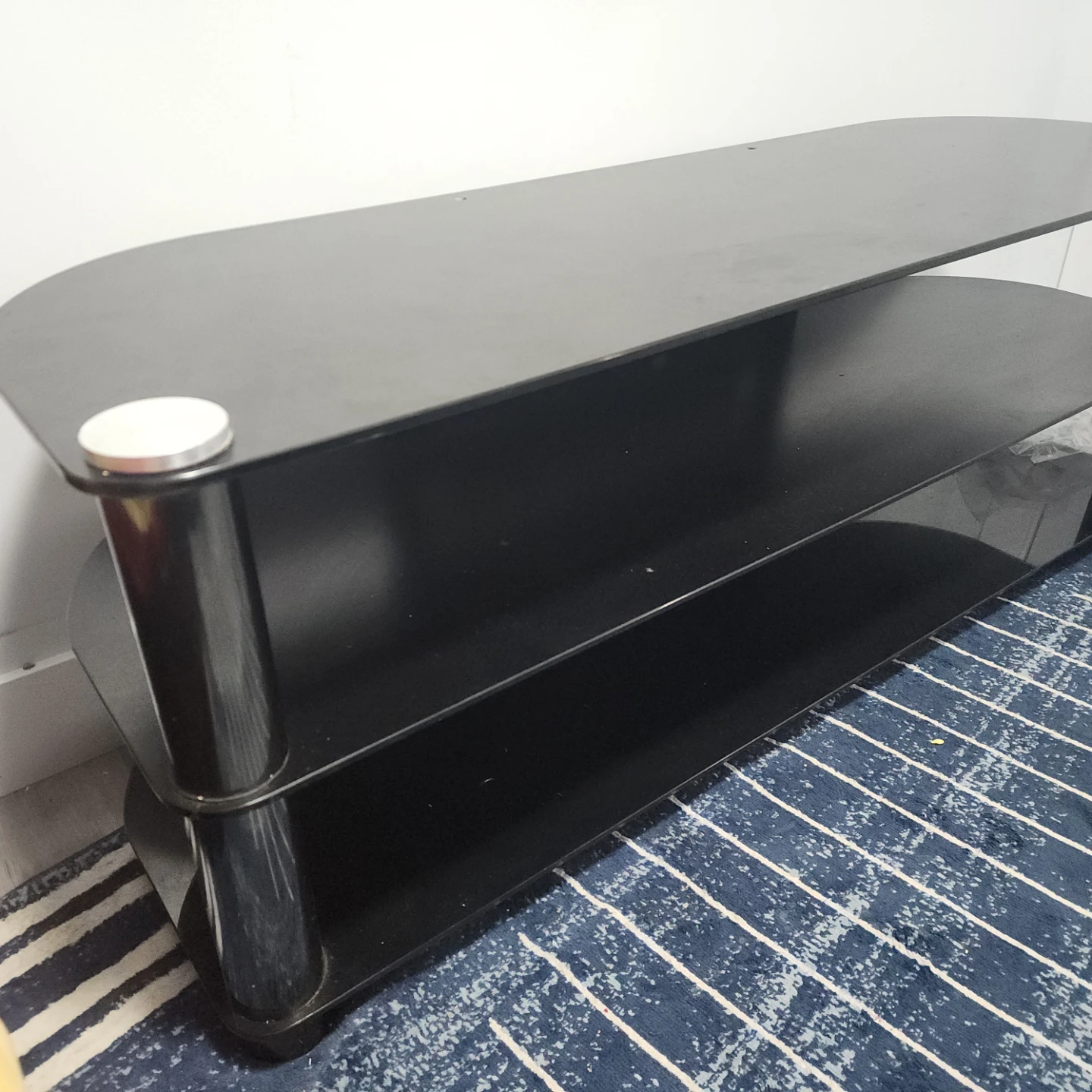 Black 3-Tier Glass TV Stand