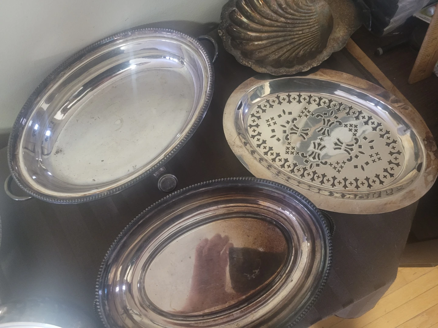 Assorted Silver-Plated Serving Platters and Bowls - photo 3
