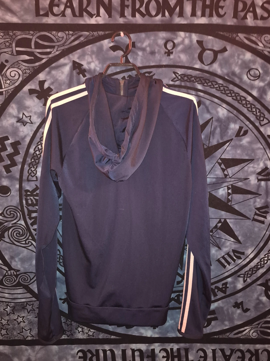 Adidas Full Zip Hoodie Track Jacket Navy Blue White Stripes