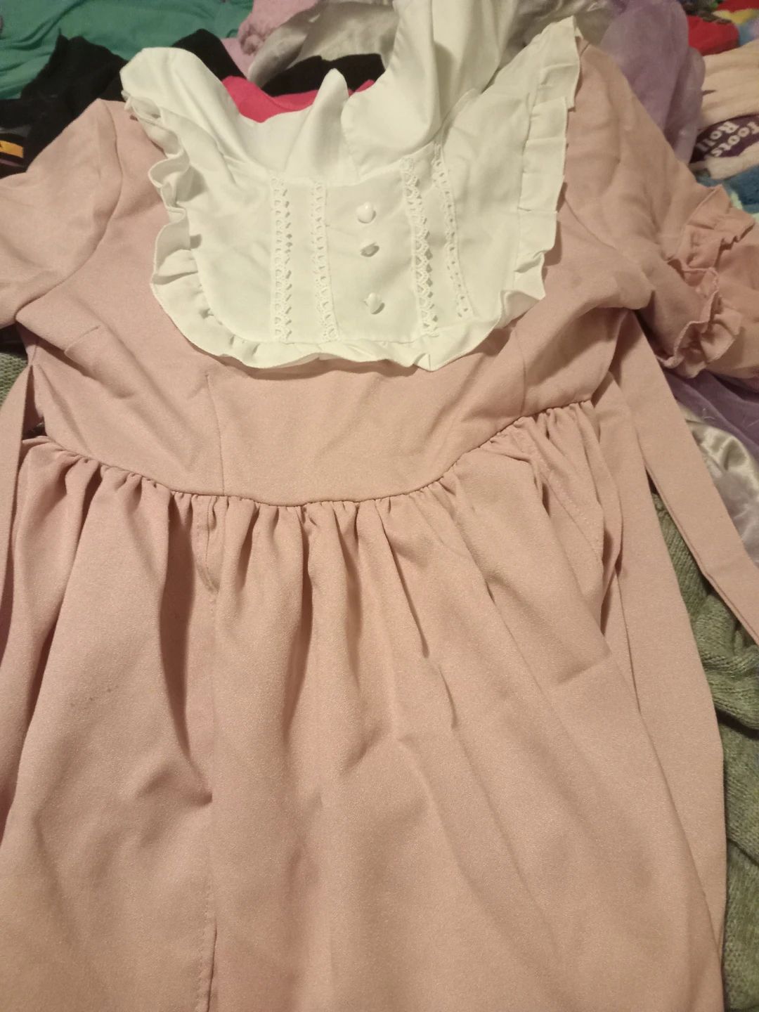 Pink Lolita Style Dress with White Lace Collar