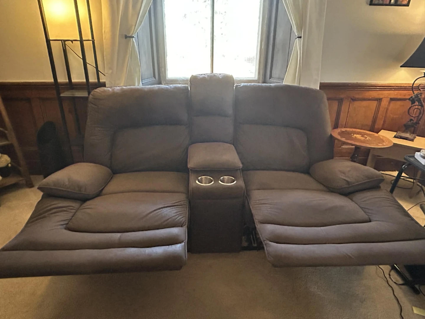 Brown Recliner Loveseat with Storage and Cup Holders - photo 3