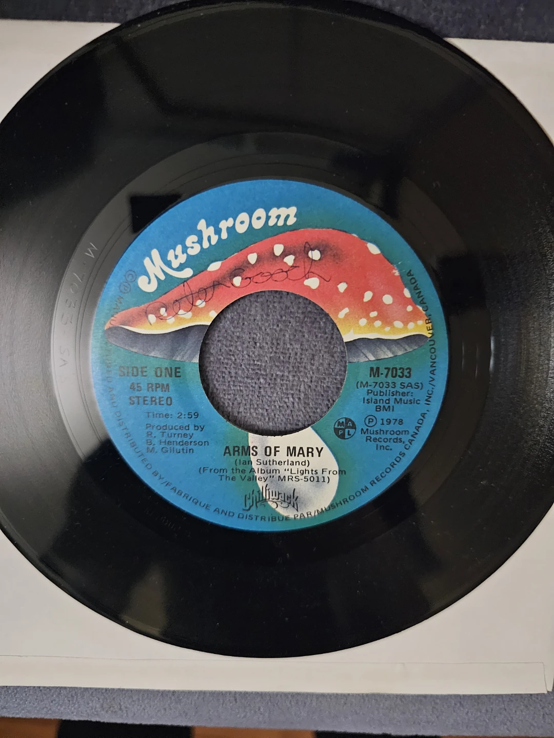 Mushroom Records 7" Vinyl Single